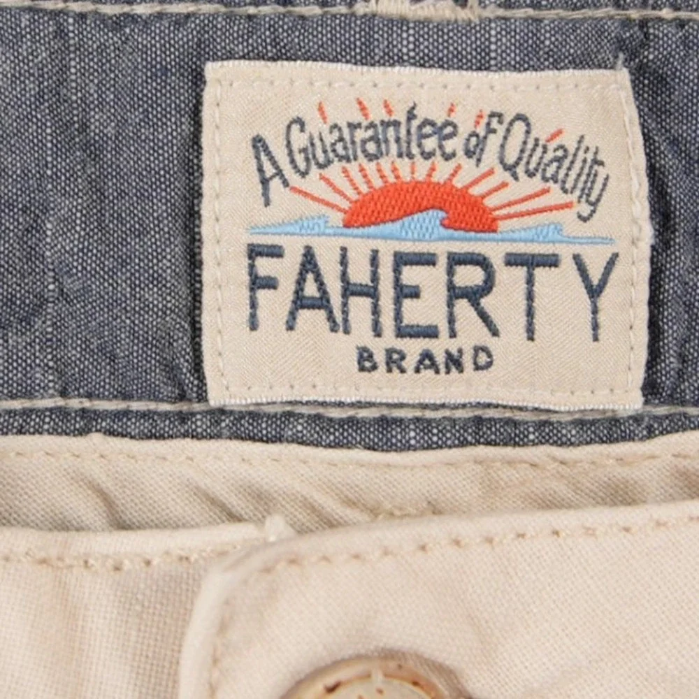 Faherty Linen Cotton Flat Front Men Shorts 40 Vacation Coastal Prep Nautical